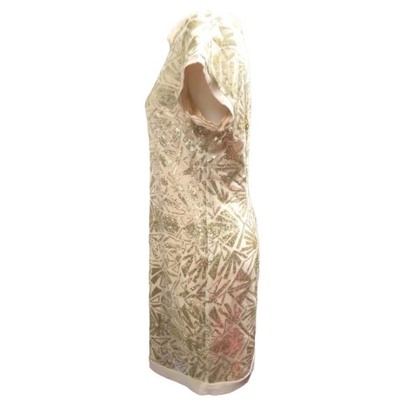 VINCE CAMUTO Gold Sequin Shift Dress Champagne EUC SZ 12 - Picture 4 of 8